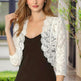 Women's Solid Color Cropped Lace Cardigan - Summer Fashion Medium-Long Sleeve Open Front Top EX-STOCK