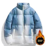 Fashion Stand-up Collar Gradient Coat Couples Winter Warm Plush Thickened Jacket With Pockets Loose Outwear Top For Women Men Clothing - EX-STOCK CANADA