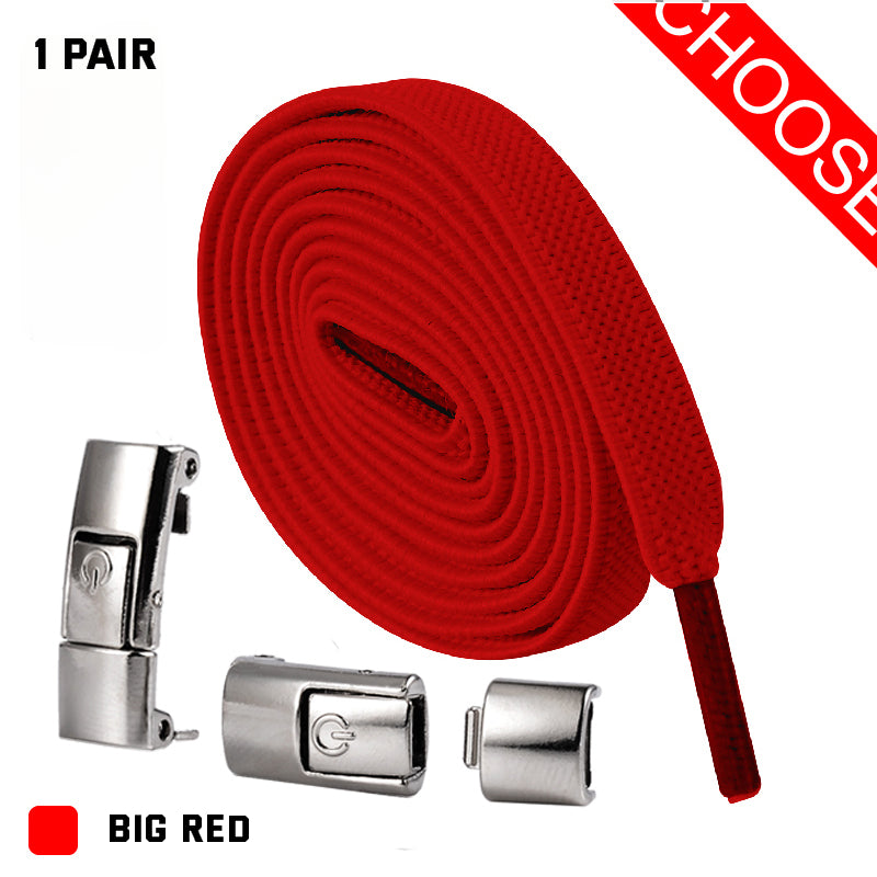 Press Lock Elastic No-Tie Shoelaces – 8MM Flat Widened Laces for Sneakers, Kids & Adults