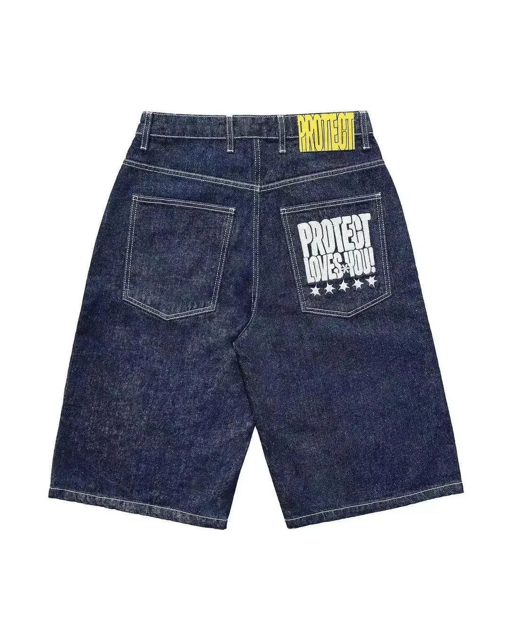 Full Embroidery Dark Blue Denim Shorts Men Jeans - EX-STOCK CANADA