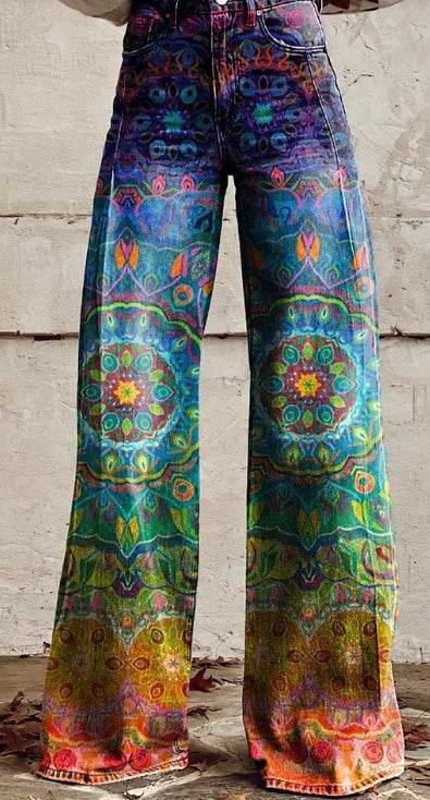 Daily High Rise Pattern Pocket Wide Leg Pants EX-STOCK Canada 