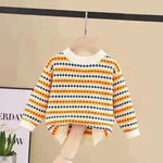 Children Rainbow Stripes Baby Round Neck Pullover Sweater Kids - EX-STOCK CANADA
