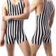 New Vertical Striped Pajamas Sports Swimming Brief Bodysuit for men - EX-STOCK CANADA