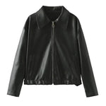 Fashioned Oversized zipper Lapel Leather coat jacket for women - EX-STOCK Canada