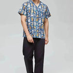 Surgical Gown Printed V-neck Pet Doctor Beauty Hospital Work Clothes Flower Dog Blue - EX-STOCK Canada