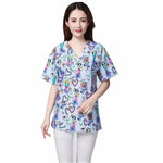 Cartoon Printing Hand Washing Suit Short Sleeve Small Shirt Beautician Pet Hospital Brush Hand Doctor Overalls - EX-STOCK Canada
