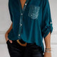 Casual Button-down Long Sleeve Shirt With Sequin Pocket Design Fashion Commuter Top Women Clothing - EX-STOCK CANADA