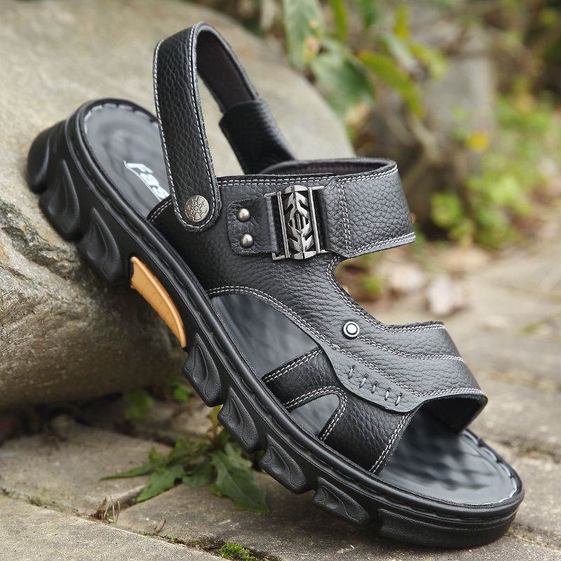 Men's Non-slip Casual First Layer Cowhide Sandal Slippers  EX-STOCK CANADA