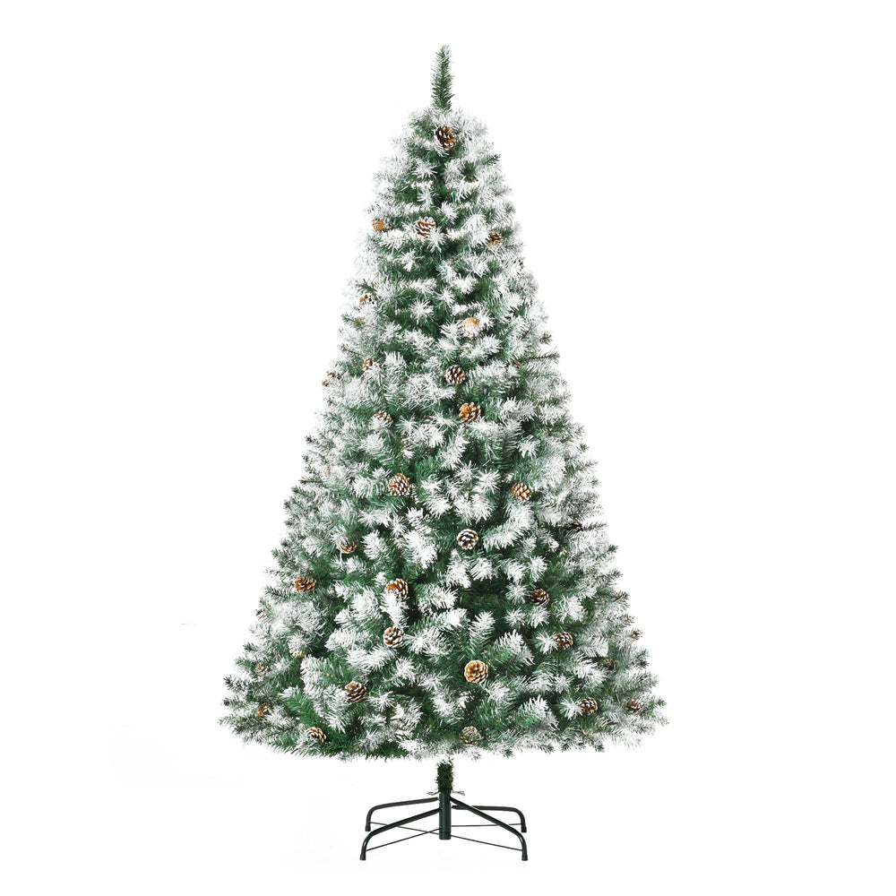 6ft Snow Flocked Artificial Christmas Tree, Unlit Full Fir Tree With Automatic Open, 800 Realistic Branches And 61 Pine Cones EX-STOCK Canada 