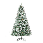 6ft Snow Flocked Artificial Christmas Tree, Unlit Full Fir Tree With Automatic Open, 800 Realistic Branches And 61 Pine Cones EX-STOCK Canada 