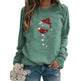 Clothing Christmas Women's Sweater Christmas Hat Red Wine Glass Graphic Print Crew Neck Long-sleeved Sweater - EX-STOCK Canada