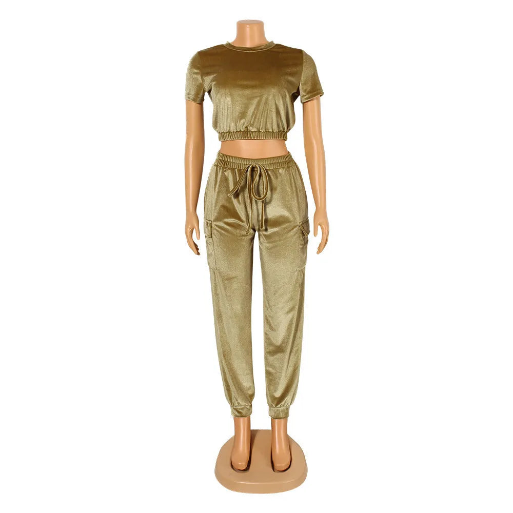 2pcs Fashion Velvet Athleisure Outfit set sweatsuit women - EX-STOCK CANADA