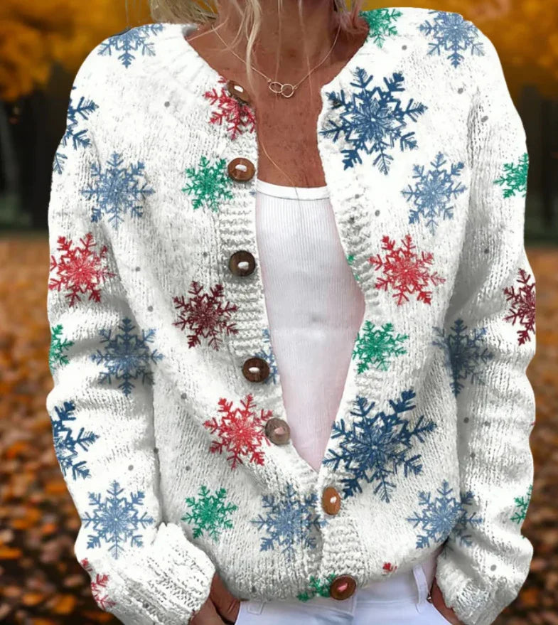 Round Neck Sweater Christmas Button Cardigan Long Sleeve Sweater EX-STOCK Canada 