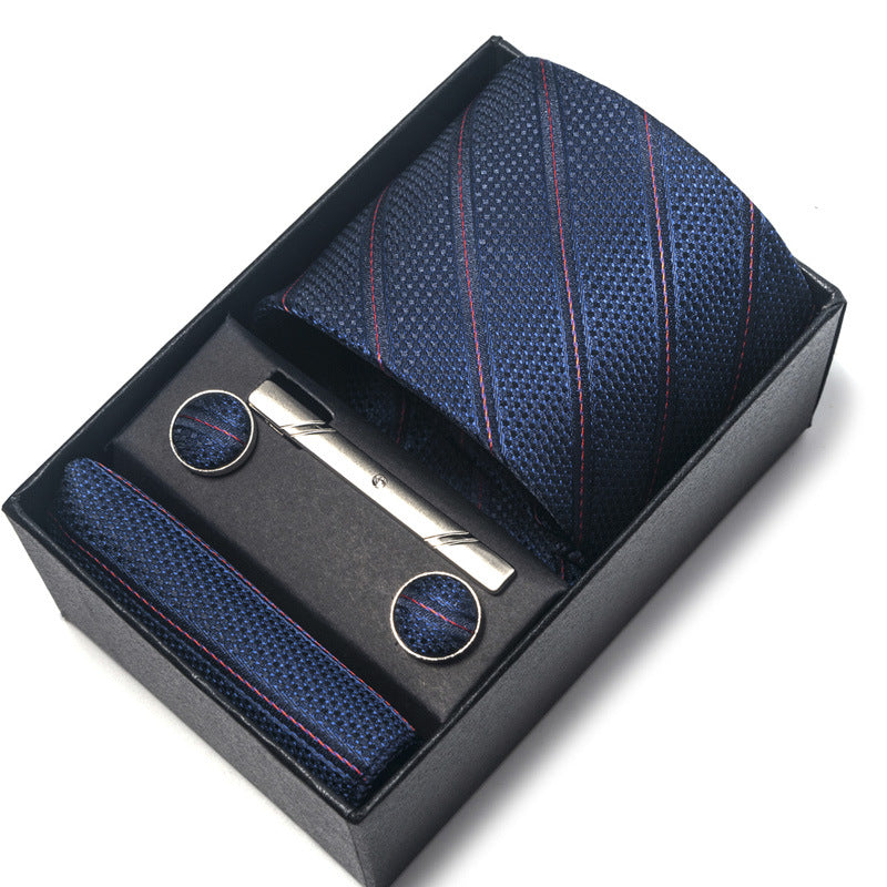 Men's Jacquard Woven Formal Tie Set – Rayon Arrow Necktie with Handkerchief, Tie Clip & Cufflinks | Canada & USA