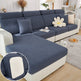 Blue sectional sofa with a close-up of the fabric texture in a living room setting.