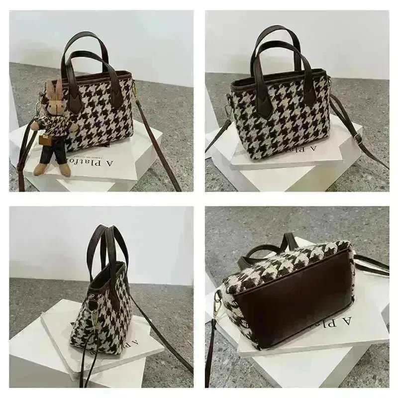 Fashion Houndstooth Shoulder Bags Portable Checkerboard Handbags All-match Messenger Crossbody Bag Women - EX-STOCK CANADA