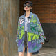 Oversized Graffiti Print Denim Jacket Women Loose Fried Street fashion - EX-STOCK CANADA