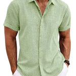 Men's Solid Color Loose Linen Short-sleeved shirt - EX-STOCK CANADA