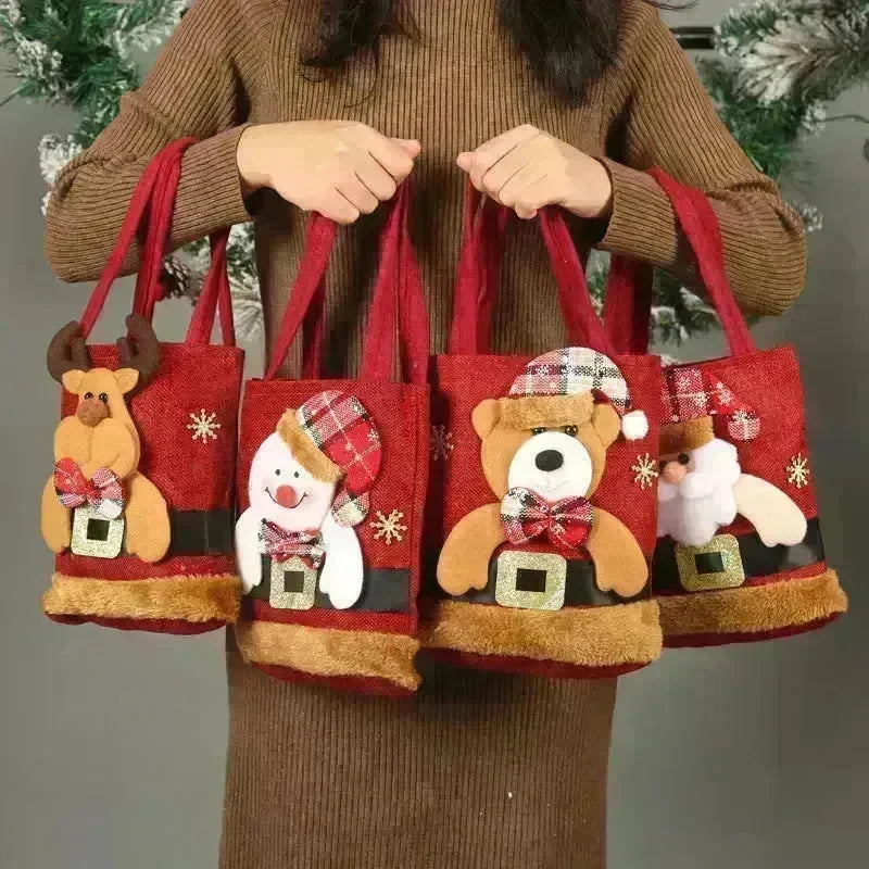 Christmas Candy Gift Tote Bag For Kids Funny Creative Santa Claus Elk Snowman Bear Handbag Small Christmas Tree Decoration Bags - EX-STOCK CANADA