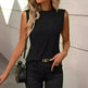 Summer Women's Solid Color Round Neck Sleeveless Loose Tops for Women suitable for Work business Events Ladies Evening Tops. - EX-STOCK CANADA