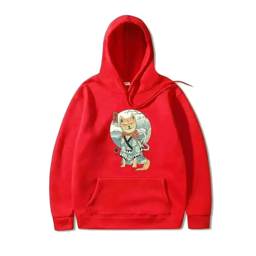 Women Shiba Inu Dog Illustration Printed Casual Hooded Sweater - EX-STOCK CANADA
