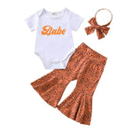 Newborn baby girl short sleeve bodysuit romper Flared Pants outfits Two piece for baby girls with head bowtie - EX-STOCK Canada