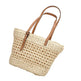Large Capacity Fashion Urban Simple White Khaki Straw Braided shopper Beach Bag - EX-STOCK CANADA