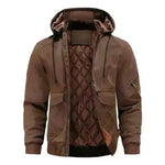Men's Leather Jacket Men Motorcycle Removable Hood - EX-STOCK CANADA