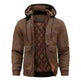 Men's Leather Jacket Men Motorcycle Removable Hood - EX-STOCK CANADA