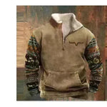 Long Sleeved Half Zippered Printed Casual Pocket Pullover Half Zipper Sweatshirt - EX-STOCK CANADA