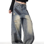 Splash Ink Ripped Machete Baggy Jeans Pant For Women Loose-fitting Wide-leg Trousers - EX-STOCK Canada