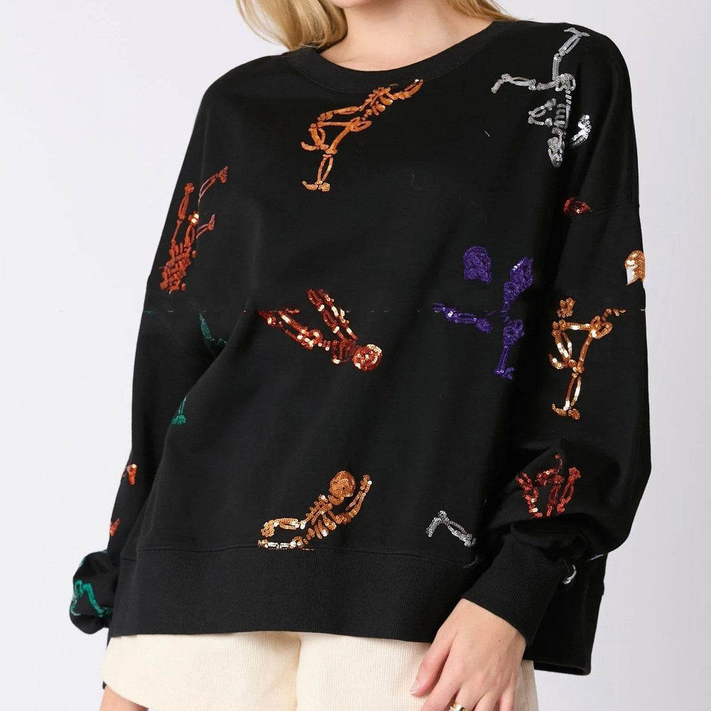Women's Halloween Skull Sequined Sweater Loose - EX-STOCK Canada