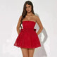 Tube Top Lace Dress With Back Bow-knot Summer Fashion Temperament Mesh Stitching Off-neck Short Mini Skater Dress - EX-STOCK CANADA