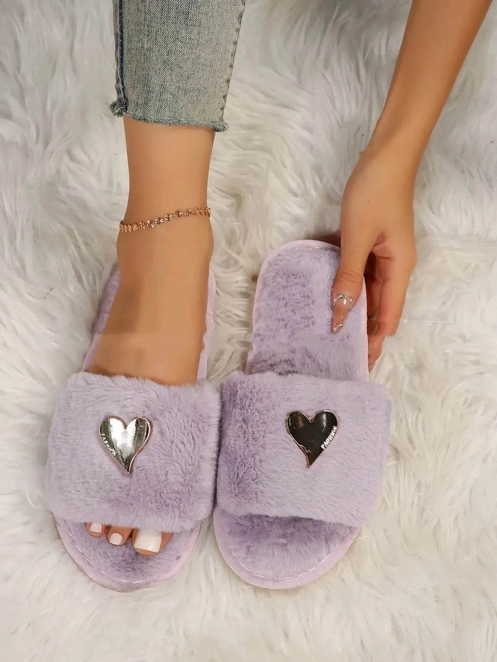 Fluffy Slipper Fall Winter Warm Home Fur Furry Slippers Women Plush Shoes Indoor House Fuzzy Flip Flops Female Padded Fleece Living Bedroom - EX-STOCK Canada
