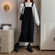 Student Denim Shoulder Strap Spring And Autumn Plus Size Mid-length Sling Black Denim Jumper Dress - EX-STOCK Canada