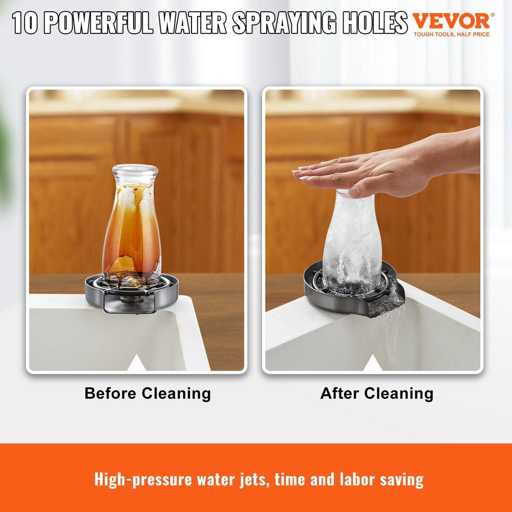Glass Rinser, 10 Powerful Spraying Jets 360  Rotating Cup Rinser For Sink, 304 Stainless Steel Faucet Cup Washer With ABS Cup Holder For Baby Bottle, Glass Cup, Wine Glass EX-STOCK