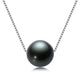 Natural Perfect Circle Strong Light Tahitian Black Pearl Pendant S925 Silver Necklace EX-STOCK Canada 