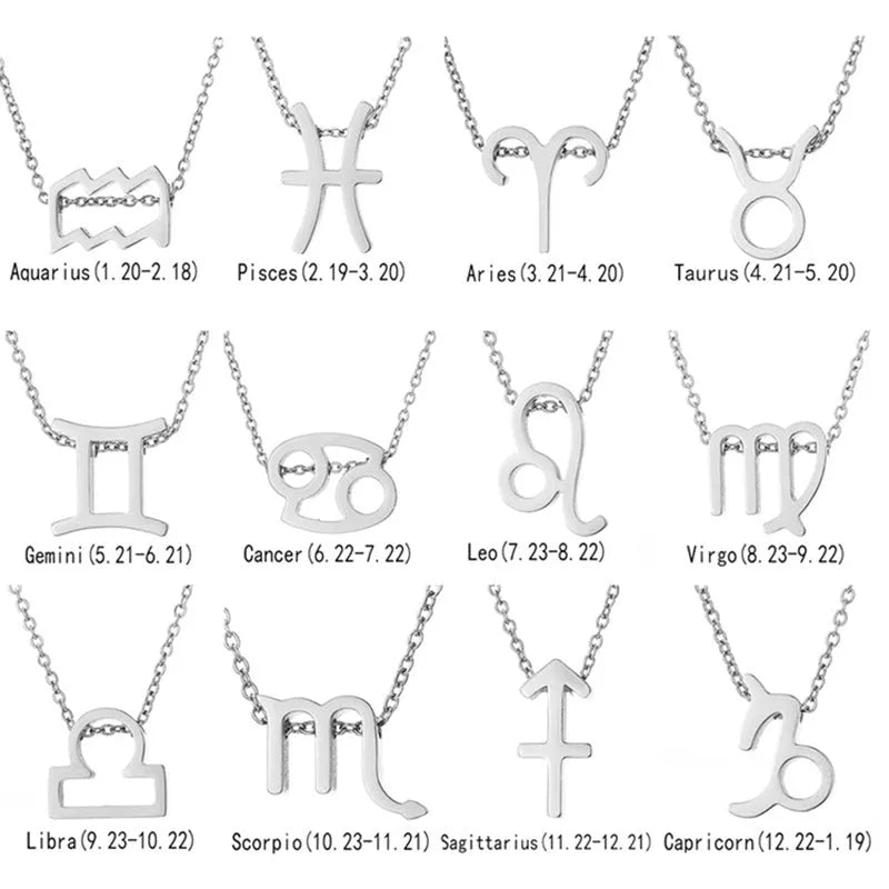 12 Zodiac Sign Necklaces With Gift Card Constellations Pendant Necklace Jewelry - EX-STOCK CANADA
