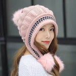 Women Cozy Knit Fleece-Feel Beanie With Ear Flaps Winter Hat Perfect For Skiing & Outdoor Activities - EX-STOCK Canada
