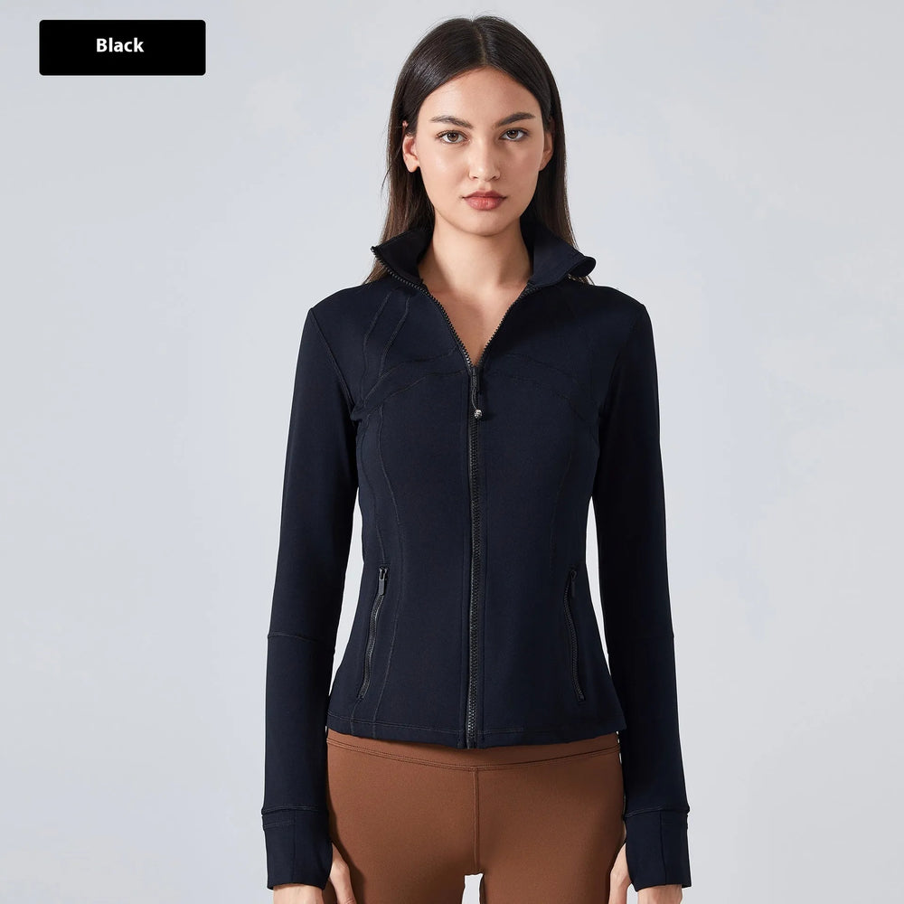 Long Sleeve Workout Tops for Women Halter Neck Zip Up gym top - EX-STOCK CANADA