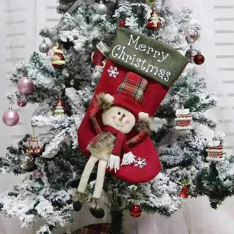 2024 New Year Xmas Big Stockings Set Decorations Christmas 3D Plush Big Sock Christmas Tree Pendant Decorating Supplies - EX-STOCK CANADA