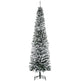 7.5ft Flocked Christmas Tree, Pencil Christmas Tree With Realistic Branch Tips, Folding Metal Stand, Green EX-STOCK Canada 