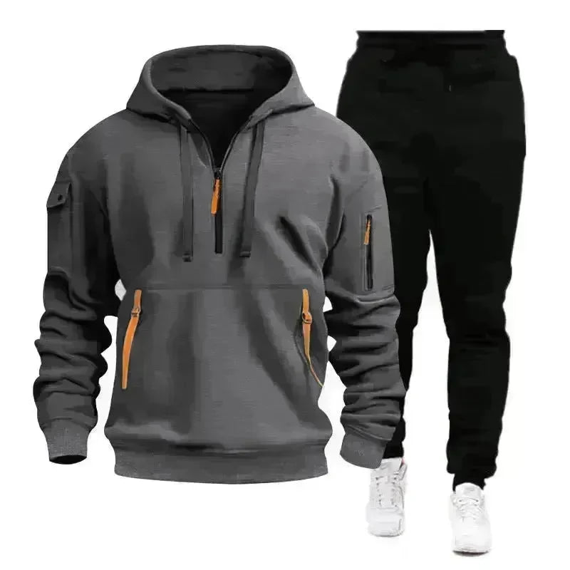 Men's pocket Half Zipper Hoodie Sweatshirt Pullover Sportswear - EX-STOCK CANADA