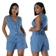 Fashion Casual Sleeveless High Waist Women's Denim Shorts Suit Denim 2 piece sets - EX-STOCK Canada