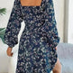 Casual Summer Floral Mini Dress Lantern Sleeve  Skater Dress - EX-STOCK CANADA