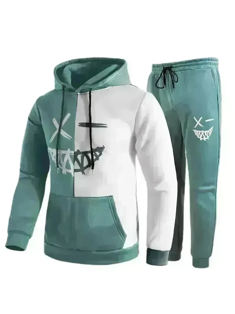 Casual Classic Plaid  Long Sleeve Sweatshirt Hoodie set Suit men - EX-STOCK CANADA