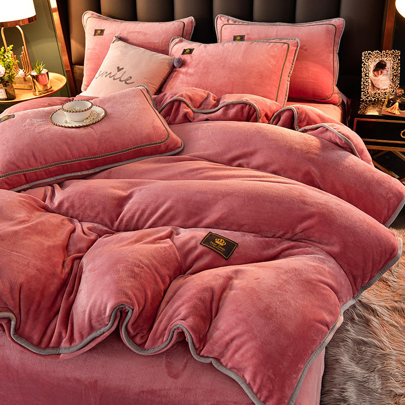 Thickened Winter Coral Flannel Bedding Kit Double Sided Plus Duvet Cover EX-STOCK Canada 
