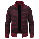 Thickened Plaid Print Jacket Cardigan Fashion Slim Fit Zipper Stand Collar Sweater Winter Men's Casual Long Sleeve Knitted Top Clothing EX-STOCK Canada 