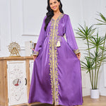 Dubai Abaya Gown Dress With Printed Hot-stone And Embroidered Detailing - EX-STOCK Canada