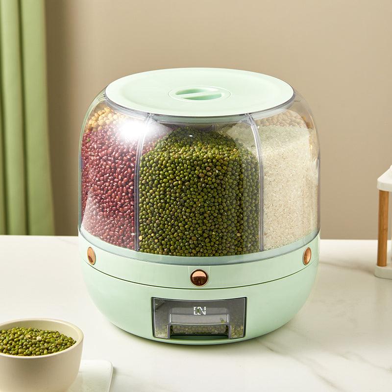 Large Food Storage Container 360 Rotating Rice Barrels Sealed Cereal Dispenser Rice Tank Grain Box Kitchen Storage Container 